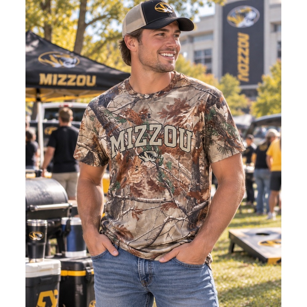 Under Armour Mizzou T-Shirt Mens Small Camo Excellent Realtree HeatGear Loose